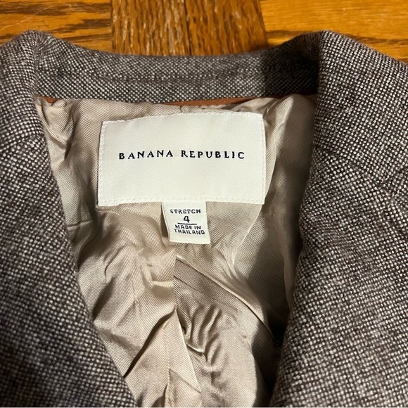 Banana Republic Women's Wool Blend Cropped Blazer in Brown Tweed Sz 4 Outlander - Picture 10 of 16